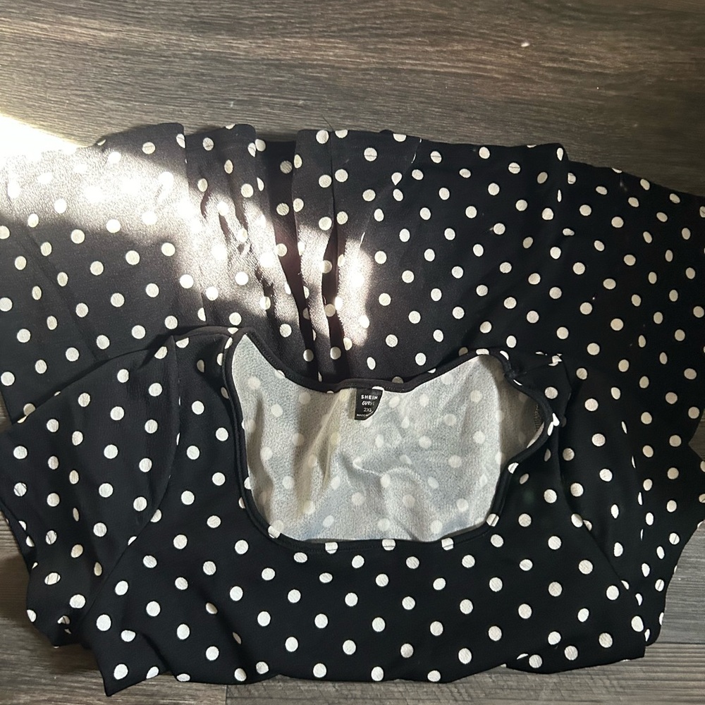 Black and White Polka Dot Dress/ Romper